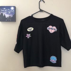 Mesh crop top with patches